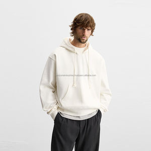 Sweat à capuche surdimensionné en coton de haute qualité, sweat à capuche épais en polaire, uni à épaules tombantes, fabricant de sweats à capuche pour hommes personnalisés - Product Image 2