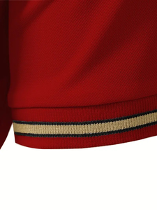Polo beige pour homme avec bandes latérales noires, confortable, respirant, en polyester, avec fermeture éclair, idéal pour les activités sportives et les activités de plein air - Product Image 5