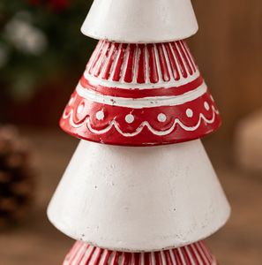 Pièce de décoration de Noël en métal Design arbre moderne en laiton AK rouge et blanc fini avec socle en bois pour décor de Noël/décor de table - Product Image 4