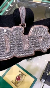 Collar con Colgante de Letra Personalizada con Zirconia Grande Tipo Baguette, Cadena HipHop para Hombre, Joyería de Letra Personalizada para Raperos - Product Image 3