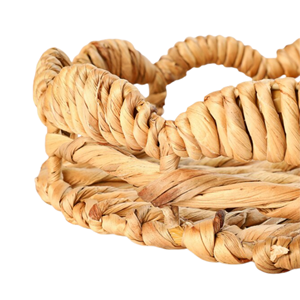 Boho Water Hyacinth Tray for Ramadan, Multifunctional Handwoven Chocolate & Dried Fruit Storage <b>Basket</b>, Elegant Eid <b>Table</b> Decor - Product Image 3