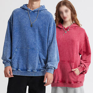Sudadera con Capucha Extra Grande para Hombre, Estilo Vintage, Lavado Ácido, Mezcla de Algodón Grueso, para Uso Diario y Casual - Product Image 1