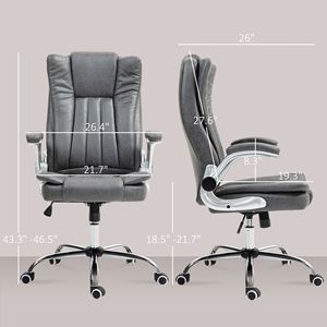 Sedia da Ufficio Ergonomica con Schienale Alto, Braccioli Imbottiti Ribaltabili, Inclinazione e Altezza Regolabili, Base in Nylon Marrone Scuro, Design Reclinabile - Product Image 3