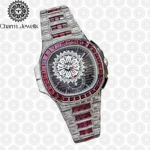 Montre de luxe pour homme Charm_Jewells en acier inoxydable, boîtier rond de 40 mm, cadran en cristal saphir, mouvement mécanique analogique, vintage - Product Image 5