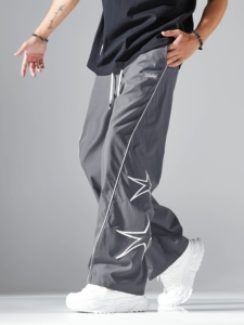 Pantalon de survêtement ample et droit pour homme, taille élastique, nouveau design, coupe décontractée, jambe large évasée, style streetwear, haute qualité - Product Image 2