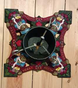 Vintage Cast Iron Christmas Tree Stand – Mid Century Holiday Decor with Bears and Holly <b>Leaves</b> - Product Image 1