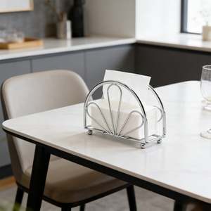 <b>Silver</b> Metal <b>Napkin</b> Ring Holder Semi Circle Stand Wedding Table Decoration - Product Image 2