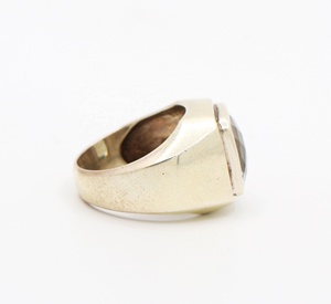 Bague de mariage et de fête vintage en argent sterling 925 avec améthyste verte de forme géométrique naturelle certifiée IGI - Product Image 2