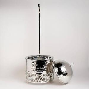 Round Stainless Steel Casserole with Hammered <b>Lid</b> and Decorative Base Insulated Food Warmer Container Modern Design chafing dish - Product Image 3