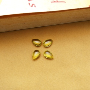 Quartz vert or en forme de poire, pierres précieuses en vrac aux couleurs vives |   Larme de couleur jaune-vert pour la fabrication de bijoux - Product Image 2