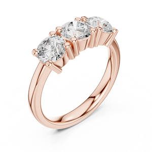 Anillo de Compromiso Clásico con Tres Piedras de Moissanita Redonda en Plata de Ley Chapada en Oro Rosa de 14K, Anillo de Propuesta para Ella - Product Image 4