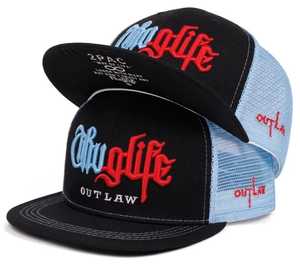 หมวกแก๊ปปักลาย Thug Life Outlaw แบบ Snapback ทรง Trucker ฮิปฮอป ปีกแบน ตาข่ายด้านหลัง ปรับขนาดได้ ใส่ได้ทั้งชายและหญิง สไตล์สตรีทแวร์ - Product Image 3