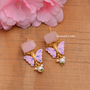 Nueva llegada de latón bohemio chapado en oro pendientes de piedra de moda flor Stud mujeres indias joyería bodas fiestas compromisos - Product Image 1