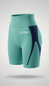 กางเกงขาสั้นออกกำลังกายเอวสูง ยกกระชับสะโพก สำหรับโยคะ ฟิตเนส ปั่นจักรยาน เอวยางยืด แห้งเร็ว ระบายอากาศได้ดี - Product Image 4