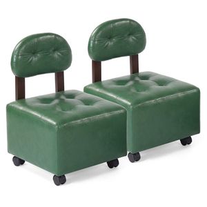 Set of 2 Compact Small Rolling <b>Stools</b> with Brake <b>Wheels</b> Stackable Shoe Changing Footrest for Entryway - Product Image 1