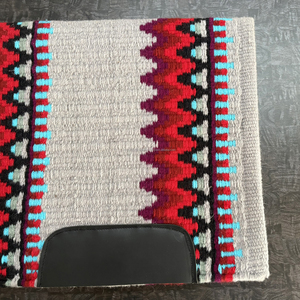 Tapis de selle équestre occidental en laine de qualité supérieure, tissé à la main, motif géométrique rouge, noir et turquoise - Product Image 3