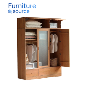 Armario de madera de Primera calidad-Armario de madera maciza moderno con herrajes para guardarropa-Suministro de exportación de fábrica OEM de Vietnam - Product Image 2
