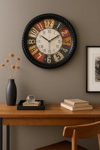 Vintage Double Face Metal Wall <b>Clock</b> Round <b>Battery</b> Powered Analog Hanging <b>Clock</b> 10 Inch for Living Room - Product Image 3