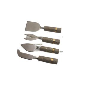 Buy Polished Marble Handle Silverware Stainless Steel Wholesale Cutlery Flatware Set Dinnerware Sets Cheese Set - Product Image 1