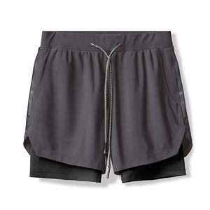 Men's Black Sport <b>Shorts</b> Mid-Waist Elastic Waist With <b>Zip</b> <b>Pockets</b> Quick Dry Knitted Fabric Solid Color Sporty Style - Product Image 4