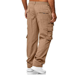 Pantalon cargo en laine kaki pour homme, style hip-hop, taille à cordon, plusieurs poches, respirant, pour l'hiver - Product Image 4