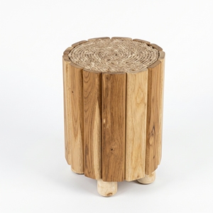 Silla de Madera de Teca, Taburete Redondo de Madera, Asiento Decorativo, Pedestal de Tronco Natural, Colecciones de Muebles Balineses Hechos a Mano de Primera Calidad - Product Image 1