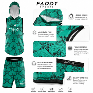 Tenue de football 7v7 personnalisée par sublimation : Maillot à capuche sans manches et short à séchage rapide pour l'entraînement des équipes de flag football jeunesse - Product Image 4