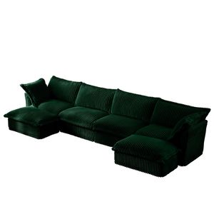 <b>U</b>-Shape Sectional Sofa 4-Seater Slipcovered <b>Living</b> Room Couch with Wide Deep Seat Soft French Edges and Multiple Big Pillows - Product Image 5