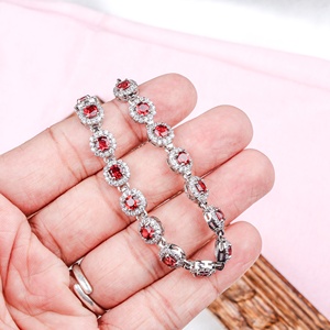 Latest High Quality Garnet Faceted Cut Gemstone Cubic Zircon 925 Sterling Silver Women's <b>Bracelet</b> Handmade Trendy Wedding Gift - Product Image 5