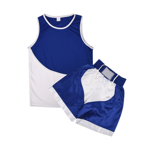 Wholesale Martial Arts Kick Boxing Uniform White And Blue Color Quick Dry Boxing Uniform For <b>Boxer</b> Kickboxing Vest Sets - Product Image 2