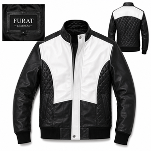OEM Custom Genuine Leather Men's Casual Bomber <b>Jacket</b> Stand Collar Zipper Closure Windproof Breathable Eco-Friendly Features - Product Image 1
