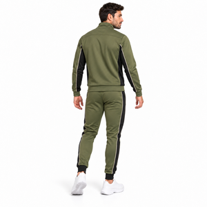 Ensemble de survêtement d'hiver pour homme, vert olive uni, à capuche, avec cordon de serrage, style sportif, coupe régulière, respirant - Product Image 4
