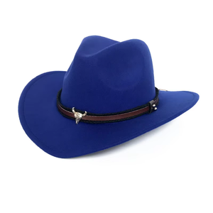 Sombreros de Vaquero Occidentales Negros Personalizados de Color Sólido de Alta Calidad, Sombrero de Vaquero de Fieltro - Product Image 4