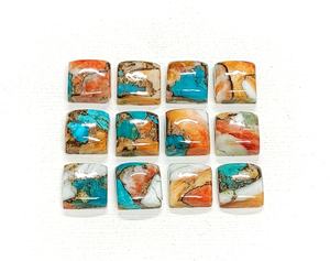 Cabochons en cuivre turquoise naturel, forme carrée 7*7 mm, 100% PIERRE PRÉCIEUSE NATURELLE, pour la création de bijoux, prix de gros. - Product Image 4