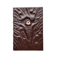 Grimoire en cuir marron à motif œil de dragon, livre de sorts antique fait main à couverture rigide, journal de fantaisie gothique, carnet occulte sombre