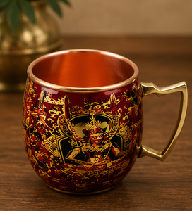 Taza de Cobre Artesanal para Moscow Mule, Color Violeta Púrpura y Dorado, con Diseño Étnico Pintado a Mano, de Lujo - Product Image 3