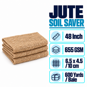 Manta de Malla de Yute para Protección del Suelo, 48 Pulgadas, 655 GSM, con Red Biodegradable - Product Image 3