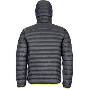 2026 New Men's Hooded Puffer Jacket Winter <b>Quilted</b> Windproof Zipper Closure Casual Solid Color Polyester <b>Wadding</b> Black - Product Image 2