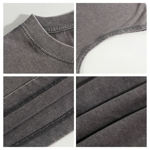 Camisetas sin mangas de algodón suave transpirable con cuello redondo retro y efecto lavado a la piedra para hombre, personalizables con logo. - Product Image 6