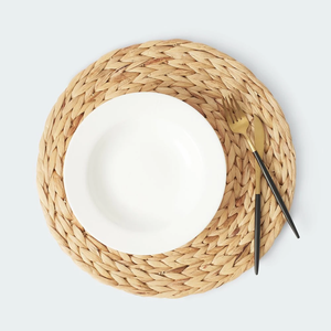 Chic Flower Shape Woven Placemat Natural Water Hyacinth Table Mat <b>Heat</b> Resistant Braided Straw <b>Coaster</b> For Home Cafe - Product Image 1
