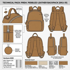 2026 New Arrival Fashion Style Genuine Leather Laptop <b>Backpack</b> for Men with PVC Lining and Zipper Closure - Product Image 6