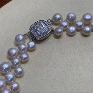 Collier en perles de culture d'eau douce blanches naturelles, texture Mantou, sensation de luxe - Product Image 4