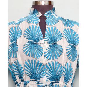 Vestidos de Playa Cortos de Verano para Mujer, Estilo Único, Algodón Suave de Primera Calidad, Manga Corta, Botones, Estampado Floral, Corte en A - Product Image 4