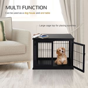 "Chewproof Rectangle Pet Furniture Small Dog <b>Crate</b> Stylish Black for Villa Living" - Product Image 5