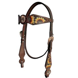 Ensemble de serre-tête et de collier de poitrine en cuir de qualité supérieure avec peinture à la main Fabricant en gros - Product Image 1