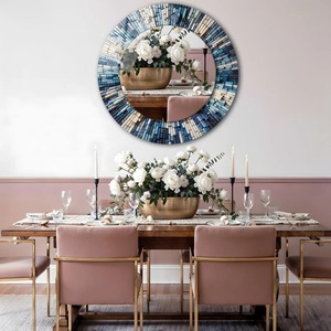 Tempered Glass Round Wall <b>Mirror</b> with Metal Frame Handmade Modern Bathroom Decor From REHMAN <b>CRAFT</b> - Product Image 3
