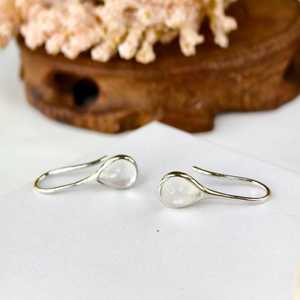 Sterling <b>Silver</b> Drop Larimar Dangle Earrings Moonstone Earrings Natural Gemstone Earrings Women Jewelry Gift - Product Image 2