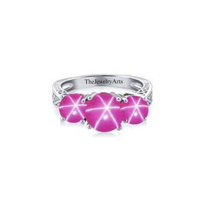 Anillo de Rubí Estrella Rosa, Anillo de Rubí Estrella Lindy, Anillo Vintage para Mujer, Anillo de Rubí Estrella Cabujón, Anillo Art Deco, Anillo de Promesa, Regalo para Ella - Product Image 1