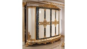 Juego de dormitorio King de lujo de madera maciza de teca con 2 vitrinas, armario apto para apartamentos, cómoda tallada y espejo, estilo Mid-Century - Product Image 5