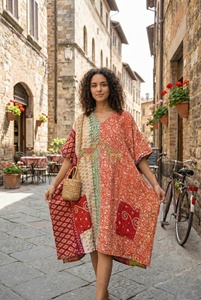High Quality Women's 100% Cotton Kantha Vintage Quilted <b>kaftan</b> Casual Dress Breathable <b>Kaftan</b> - Product Image 4